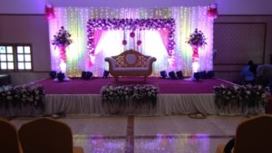 Bright light decoration of wedding hall in Chennai