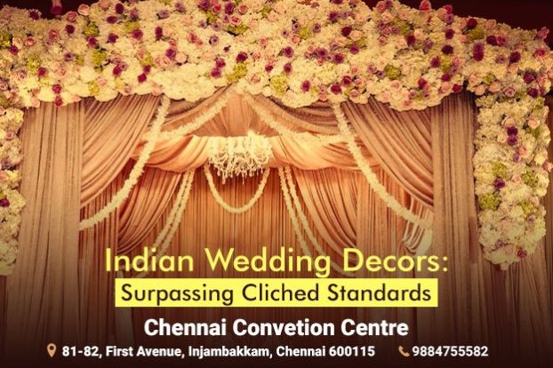 Beautiful flower decoration at wedding stage